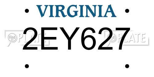 2EY627 Virginia License Plate