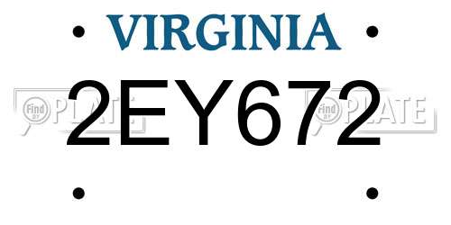 2EY672 Virginia License Plate