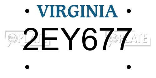 2EY677 Virginia License Plate