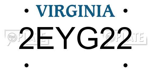 2EYG22 Virginia License Plate