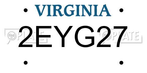 2EYG27 Virginia License Plate