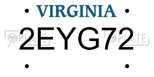 2EYG72 Virginia License Plate