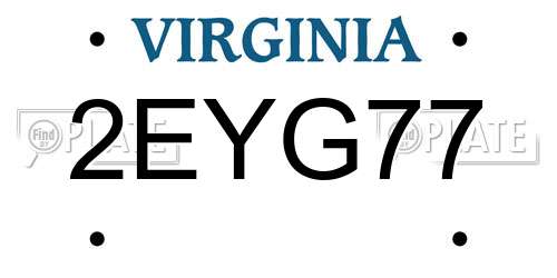 2EYG77 Virginia License Plate