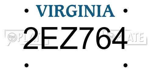 2EZ764 Virginia License Plate