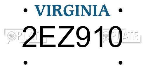 2EZ910 Virginia License Plate
