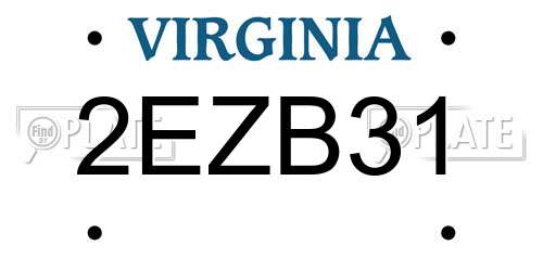 2EZB31 Virginia License Plate
