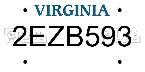 2EZB593 Virginia License Plate