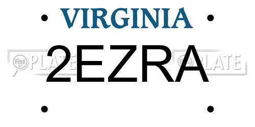 2EZRA Virginia License Plate