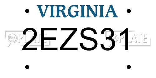 2EZS31 Virginia License Plate