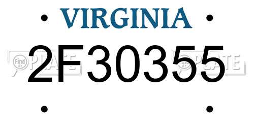 2F30355 Virginia License Plate