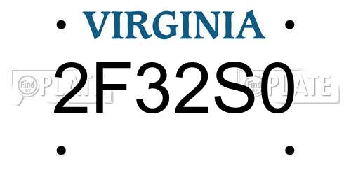 2F32S0 Virginia License Plate