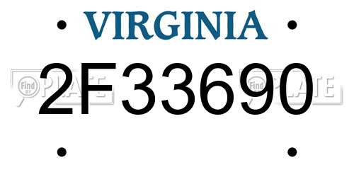 2F33690 Virginia License Plate