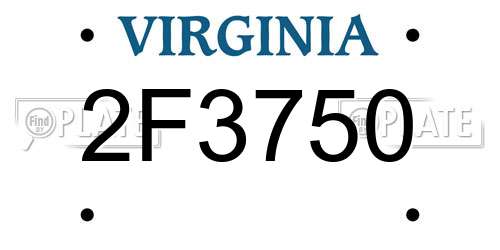 2F3750 Virginia License Plate