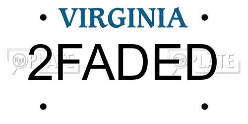 2FADED Virginia License Plate