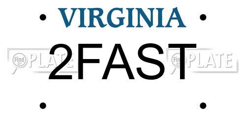 2FAST Virginia License Plate