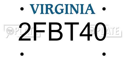 2FBT40 Virginia License Plate