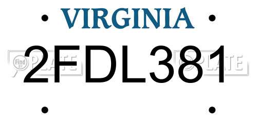 2FDL381 Virginia License Plate