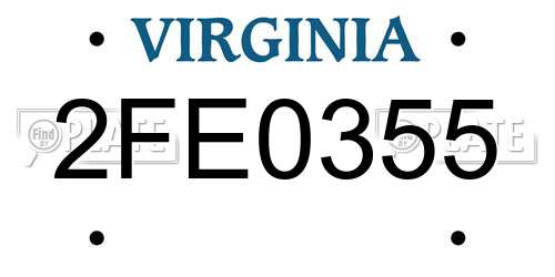 2FE0355 Virginia License Plate