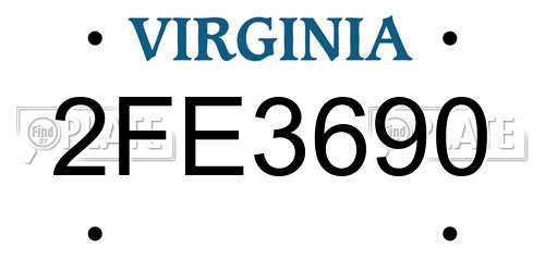 2FE3690 Virginia License Plate