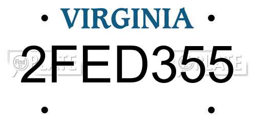 2FED355 Virginia License Plate
