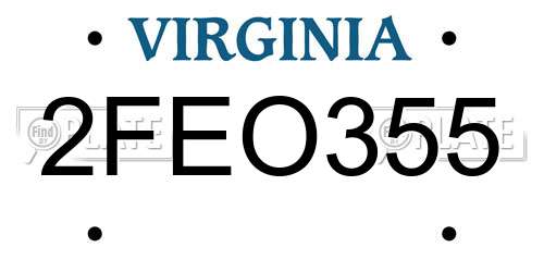 2FEO355 Virginia License Plate
