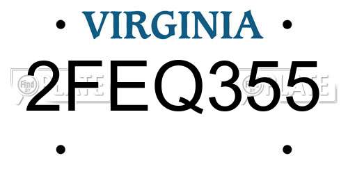 2FEQ355 Virginia License Plate
