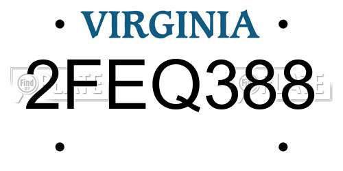 2FEQ388 Virginia License Plate