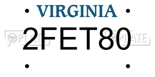 2FET80 Virginia License Plate