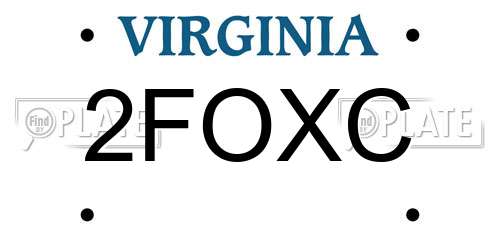2FOXC Virginia License Plate