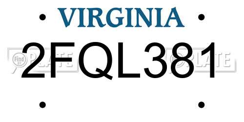 2FQL381 Virginia License Plate
