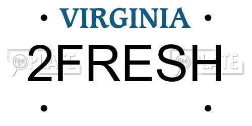 2FRESH Virginia License Plate