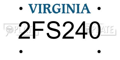 2FS240 Virginia License Plate