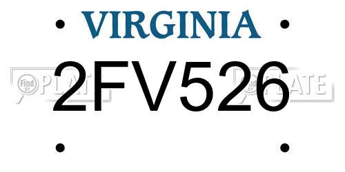2FV526 Virginia License Plate