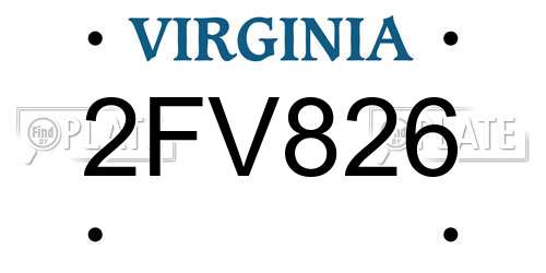 2FV826 Virginia License Plate