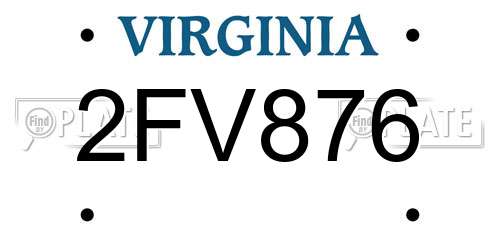 2FV876 Virginia License Plate