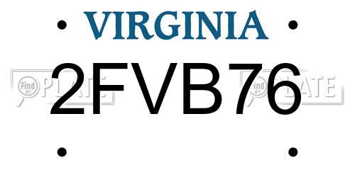 2FVB76 Virginia License Plate