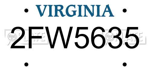 2FW5635 Virginia License Plate