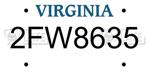 2FW8635 Virginia License Plate