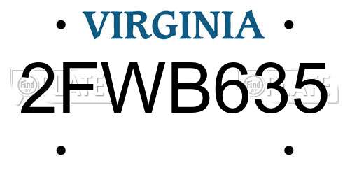 2FWB635 Virginia License Plate