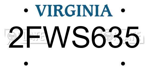 2FWS635 Virginia License Plate