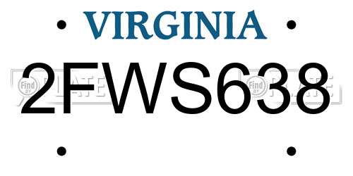 2FWS638 Virginia License Plate