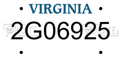 2G06925 Virginia License Plate