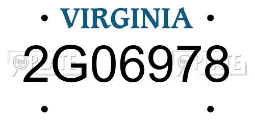 2G06978 Virginia License Plate