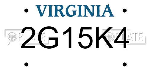 2G15K4 Virginia License Plate