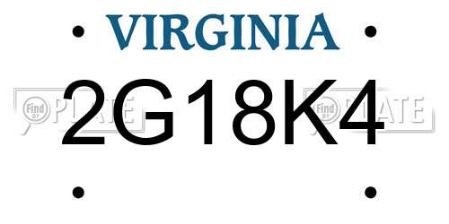 2G18K4 Virginia License Plate