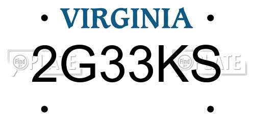 2G33KS Virginia License Plate