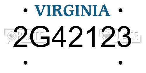 2G42123 Virginia License Plate