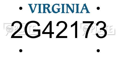 2G42173 Virginia License Plate