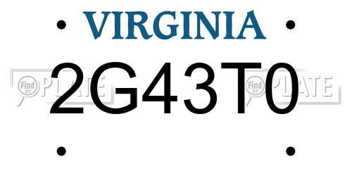 2G43T0 Virginia License Plate