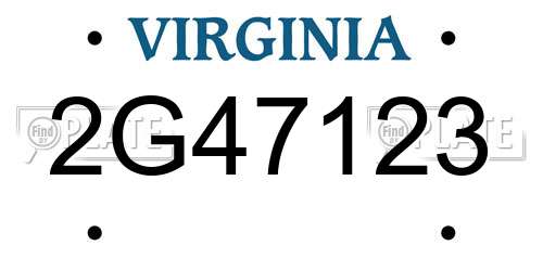 2G47123 Virginia License Plate